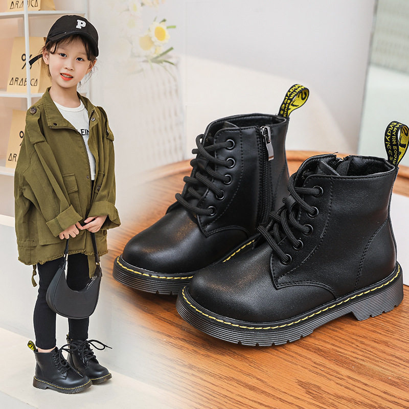 儿童马丁靴真皮童靴2026春季英伦风男童雪地靴中大童女童短靴皮靴