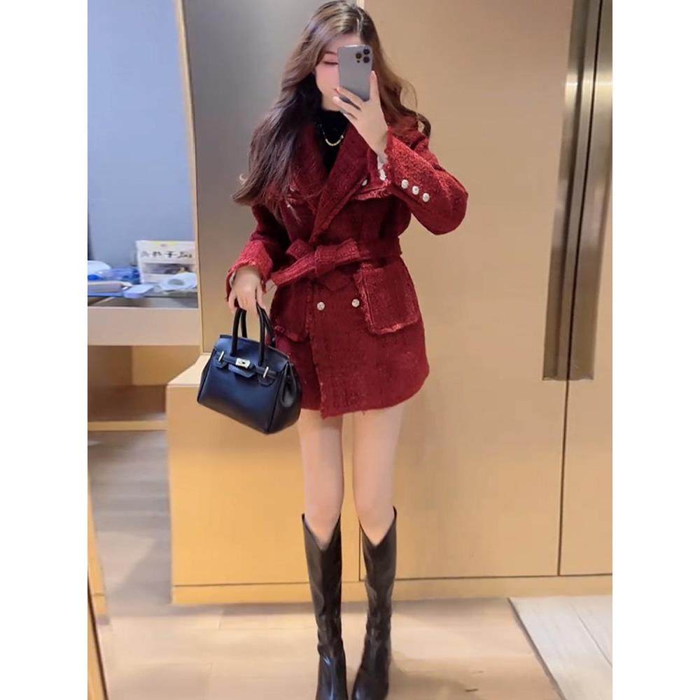 新年战袍红色小香风毛呢外套女冬季新款名媛气质洋气减龄呢子大衣,运动/瑜伽/健身/球迷用品,广场舞套装,淘宝优惠券,粉丝福利购,淘宝优惠卷