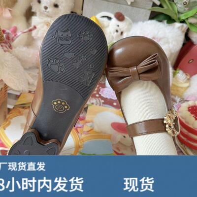 可爱蝴蝶结百搭甜心洛丽塔低跟圆头lo鞋女jk小皮鞋lolita鞋子新款