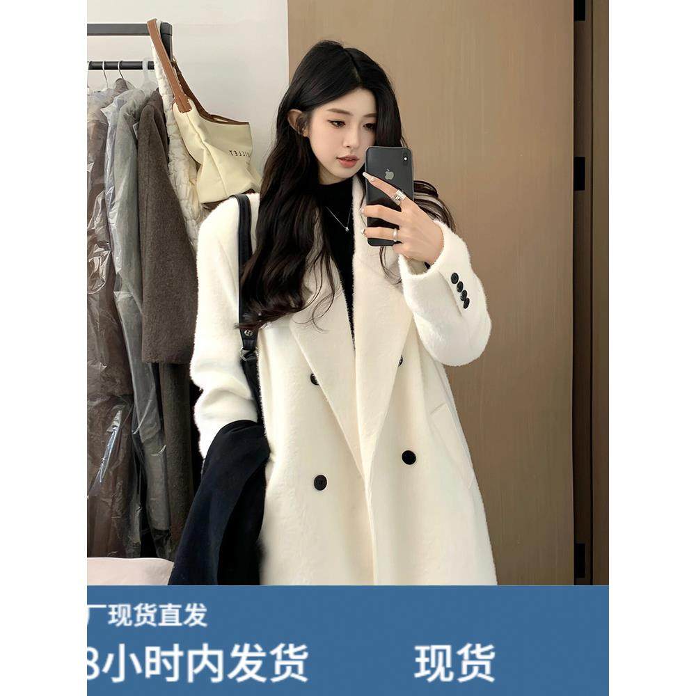 白色毛呢外套女小个子高级感2025秋冬季新款羽绒内胆加厚呢子大衣,运动/瑜伽/健身/球迷用品,广场舞套装,淘宝优惠券,粉丝福利购,淘宝优惠卷