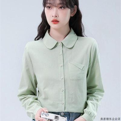 法式娃娃领衬衫女长袖高级感轻奢减龄洋气纯棉衬衣小个子内搭上衣