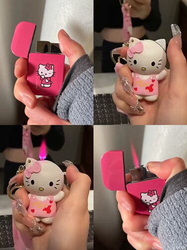 hellokitty猫粉色火焰打火机