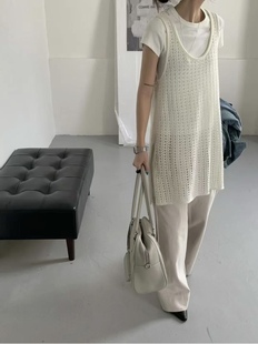 Seoulcp 韩国休闲罩衫叠穿镂空连衣裙女慵懒风吊带裙显瘦背心裙