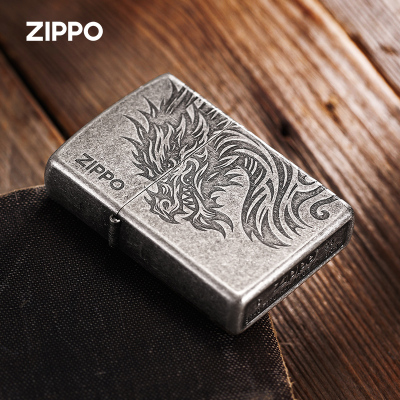 zippo正版古银深雕龙行大运