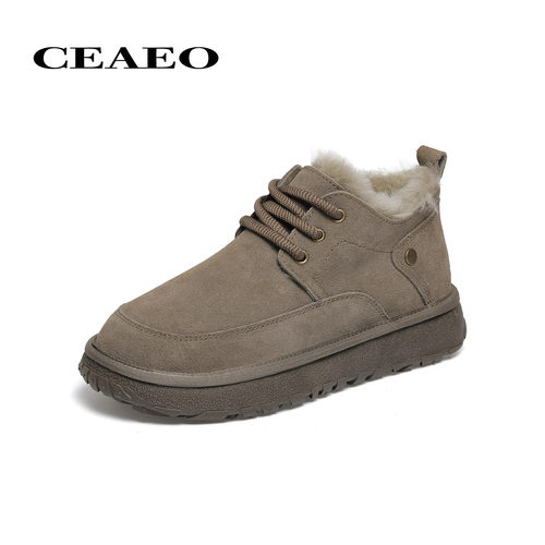 西二男士羊毛保暖雪地靴男2025冬季新款防滑厚底东北棉鞋XZ5C3587