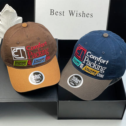 美式高品质复古字母刺绣棒球帽男女宽檐显脸小鸭舌帽街头潮流帽子