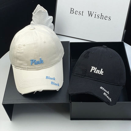 美式软顶破洞字母棒球帽男女潮牌鸭舌帽显脸小刺绣帽子