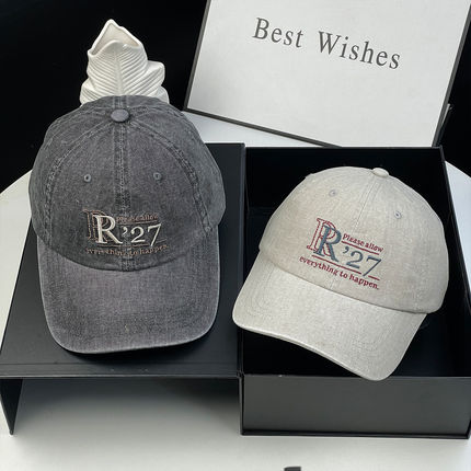 新款软顶复古水洗牛仔棒球帽男女字母刺绣鸭舌帽百搭情侣宽檐帽子