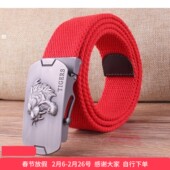 男士 腰带 霸气裤 帆布腰带青年休闲皮带加长皮带 红腰带男滚轴个性