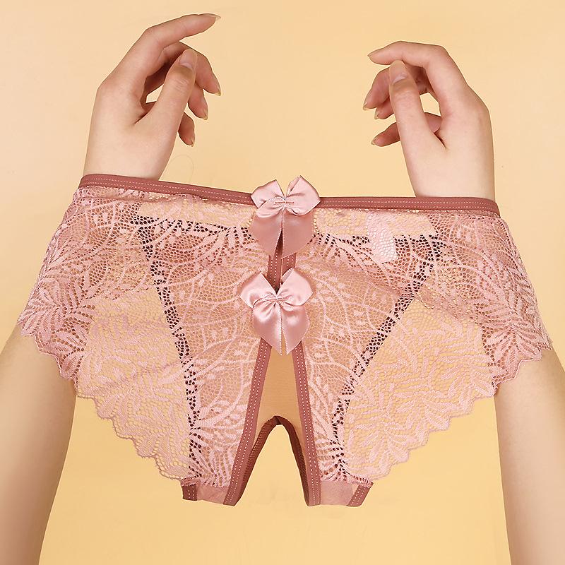 内裤女士无痕新款火辣低腰高弹透气甜美开裆三角裤可爱蝴蝶结