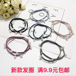 日韩新款钉珠发圈双层发绳成人简约扎头发橡皮筋儿童可爱发饰皮筋
