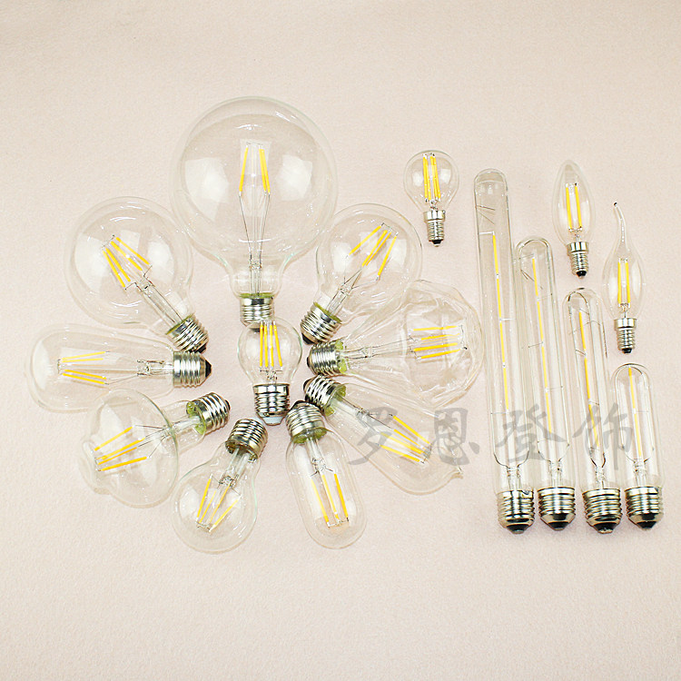 LED爱迪生灯泡E27灯丝可调光钨丝灯E14小罗口灯胆灯炮大螺丝口40W