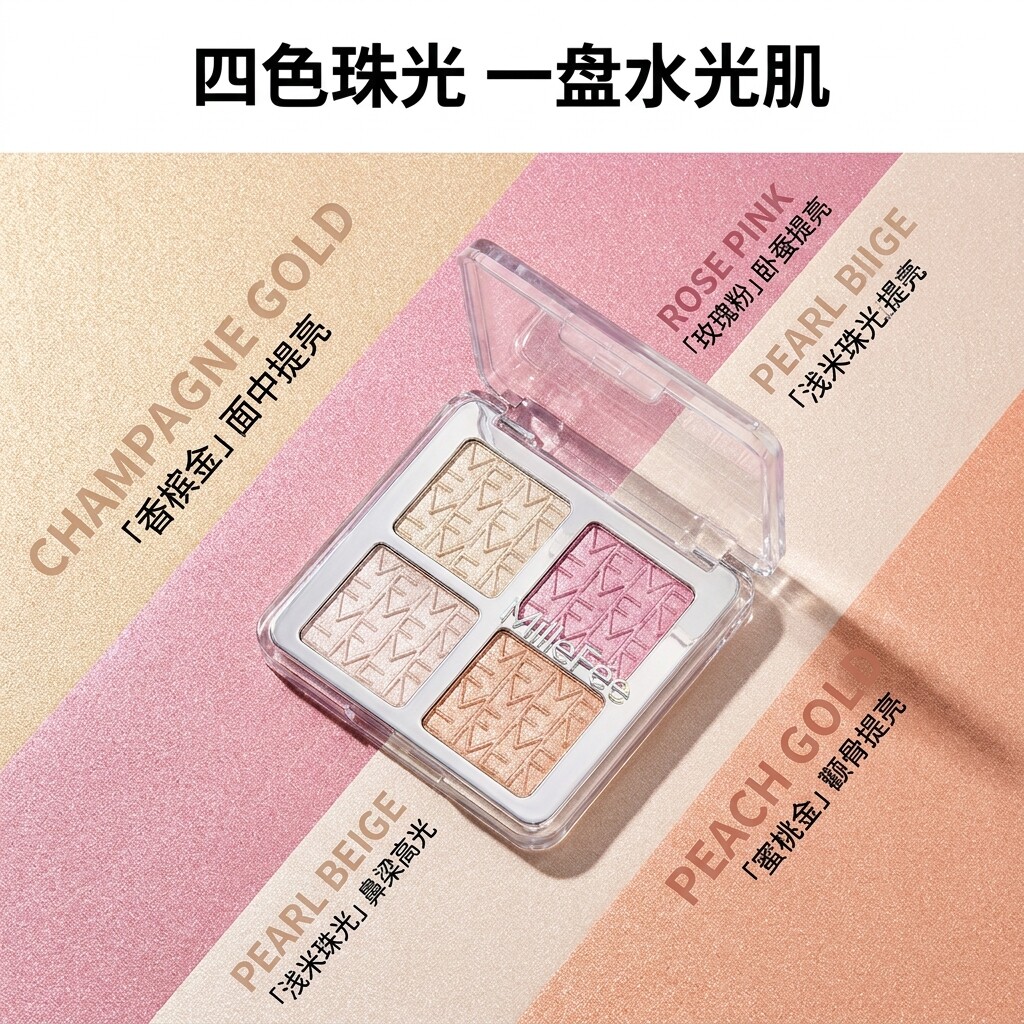 MilleF&eacute;e 偶像四色高光盘 02 玫瑰粉