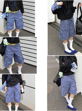 美式复古2026超火蓝色牛仔七分裤女夏季五分裤低腰休闲工作服五分