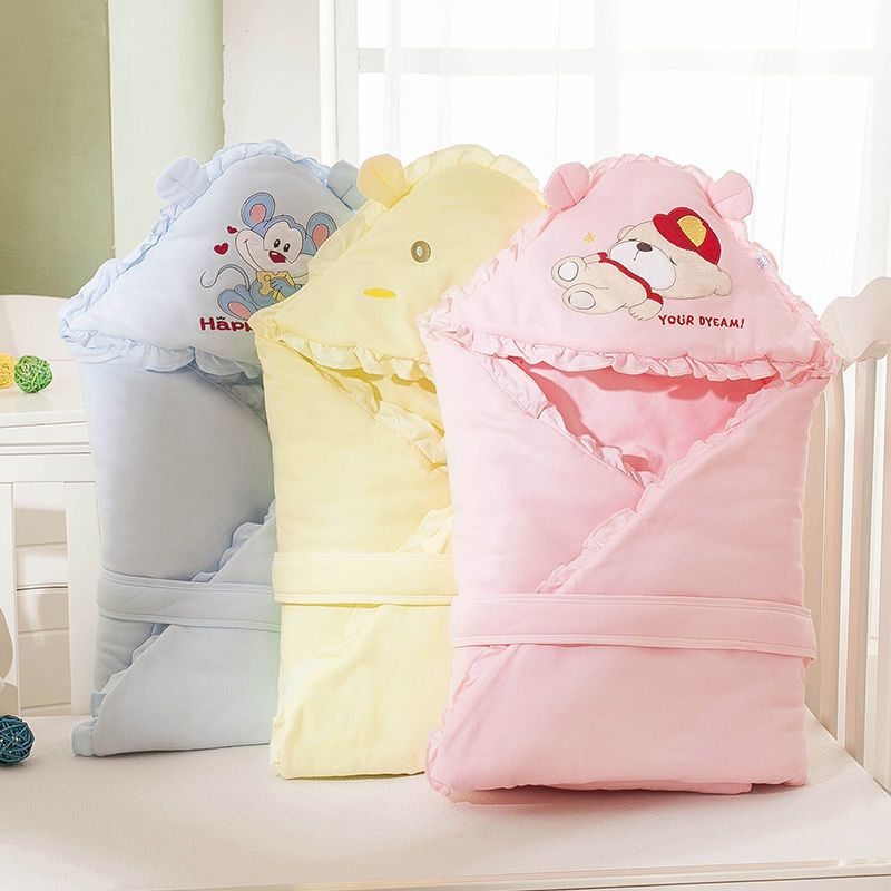 秋冬婴儿夹棉抱被初生儿纯棉盖被宝宝外出抱毯新生儿包被用品厚款