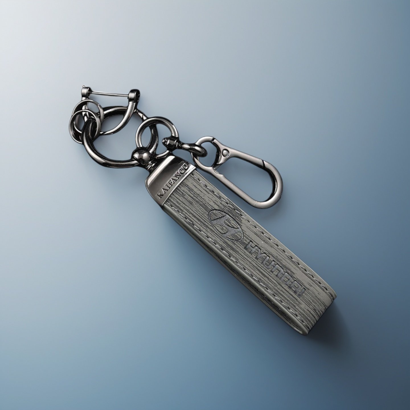 适用现代汽车木纹皮条钥匙圈腰挂配件钥匙扣挂件防丢