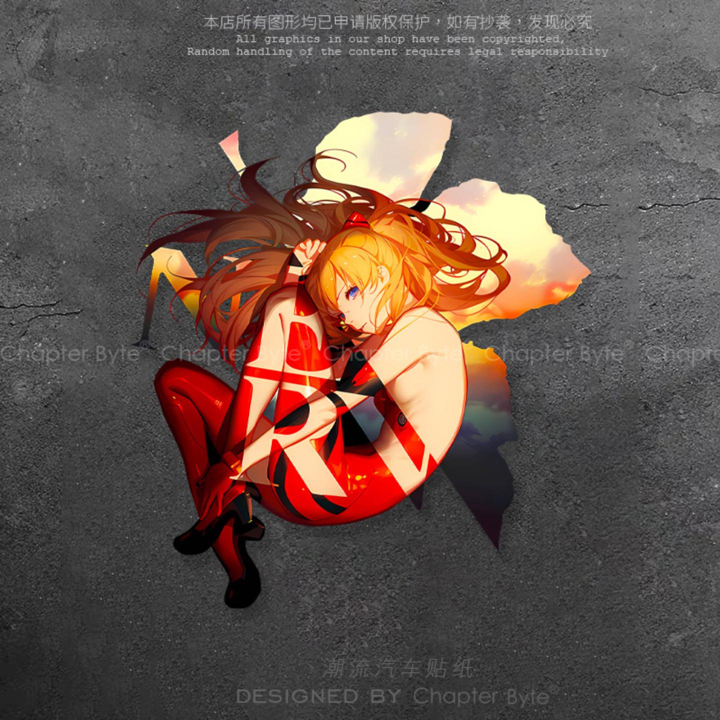 汽车贴纸EVA新世纪福音战士明日香二次元性感车贴车身玻璃装饰贴