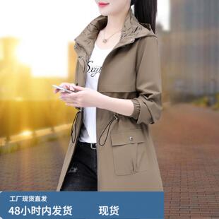 春秋季双麵穿风衣外套女款潮流宽松休闲时尚洋气中长款上衣外套女