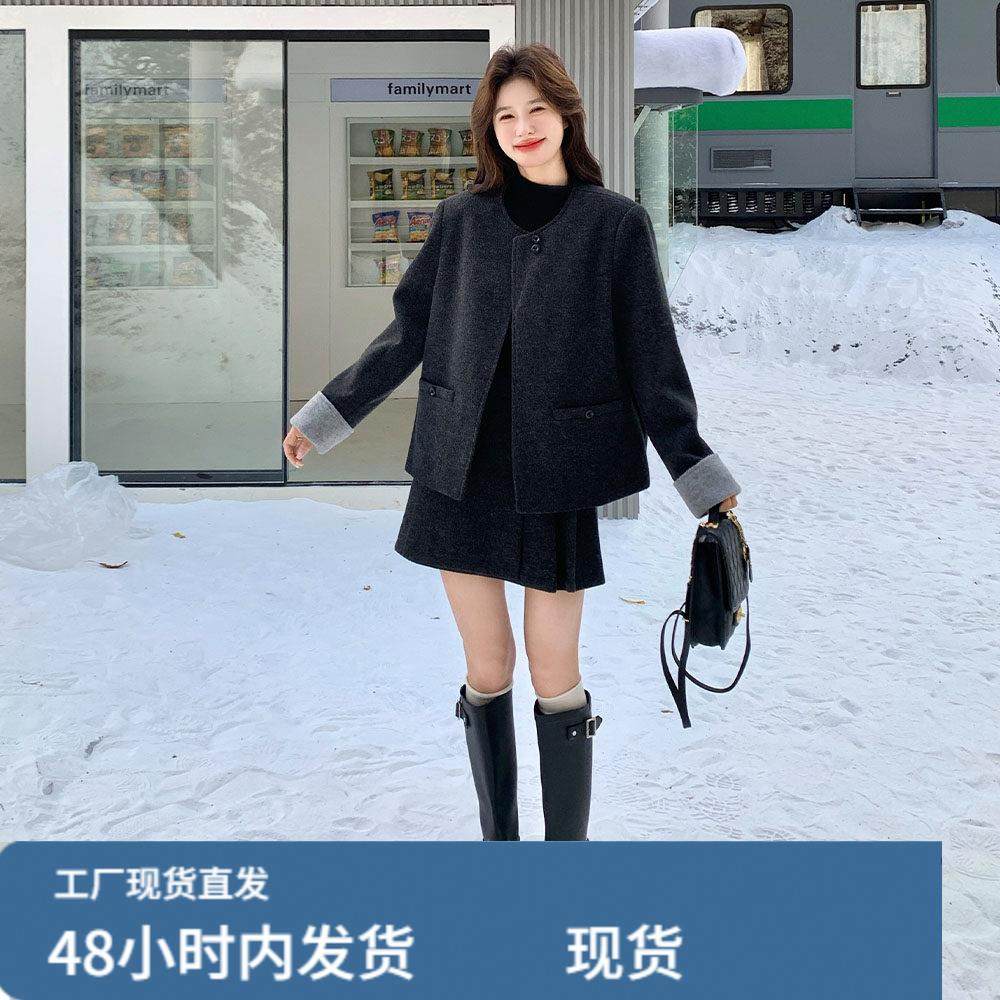 ootd穿搭深灰色羽绒内胆毛呢套装女秋冬独特超好看开衫短裙两件套,孕妇装/孕产妇用品/营养,套装,淘宝优惠券,粉丝福利购,淘宝优惠卷