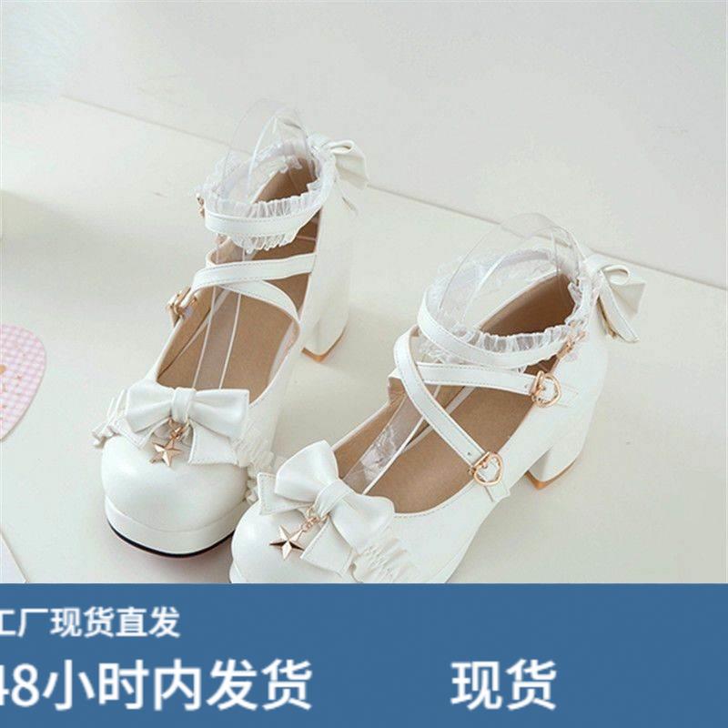原创新款Lolita圆头日系可爱学生制服jk洛丽塔鞋子lo高跟鞋甜美