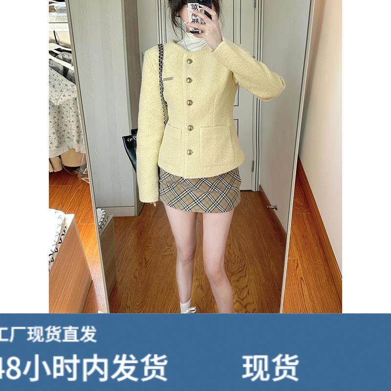 黄色小香风羽绒外套女小个子2025春秋冬季新款法式高级感短款上衣,运动/瑜伽/健身/球迷用品,广场舞套装,淘宝优惠券,粉丝福利购,淘宝优惠卷