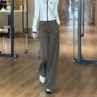 今年流行的爆款运动裤子女2025冬季新款加绒加厚灰色小个子阔腿裤