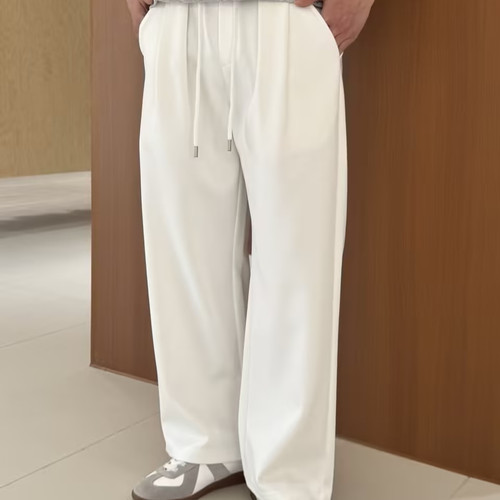 Fable男士夏季双褶直筒休闲裤