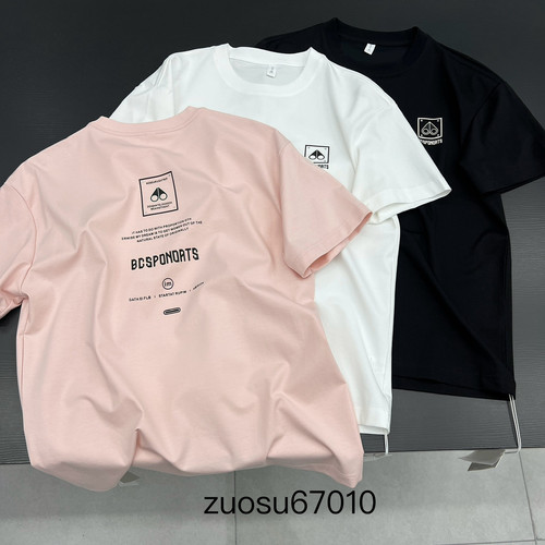 左素2026夏季新款丝滑手感印花修身版型纯棉韩风溜肩短袖T恤男装