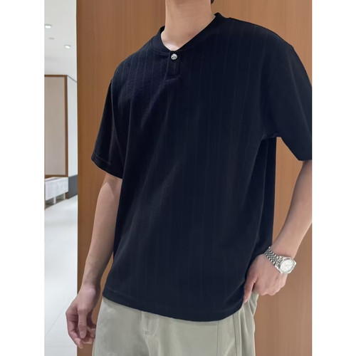 Fable男装2026年夏上新高密提花毛巾布磁吸休闲短袖T恤通勤polo衫