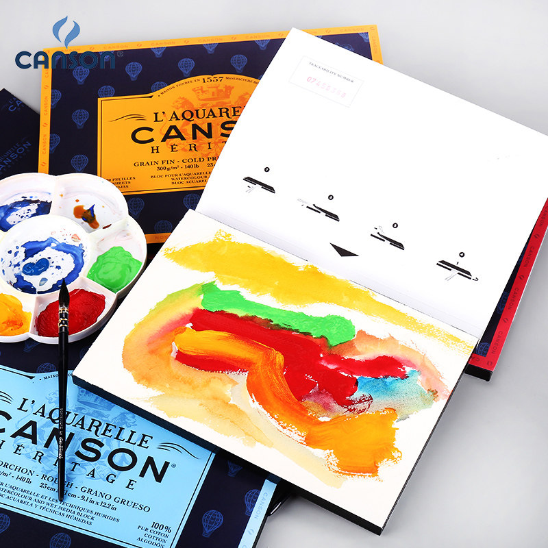 法国康颂传承水彩本粗纹细纹棉浆水彩纸本画画纸中粗纹水彩纸300g