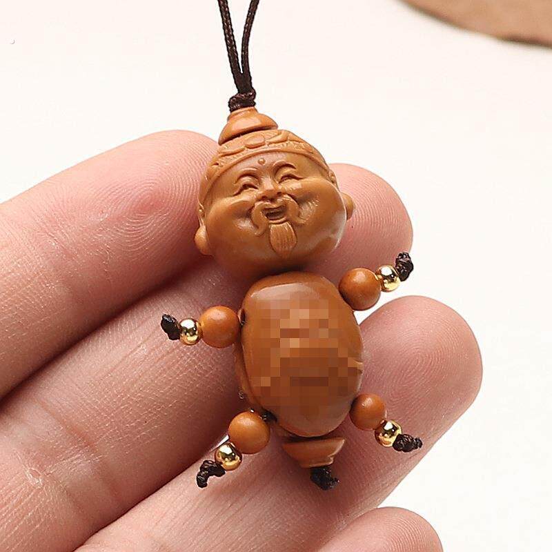手工设计富甲天下橄榄核财神捏小人把件男女单颗文玩富贵吉祥挂件