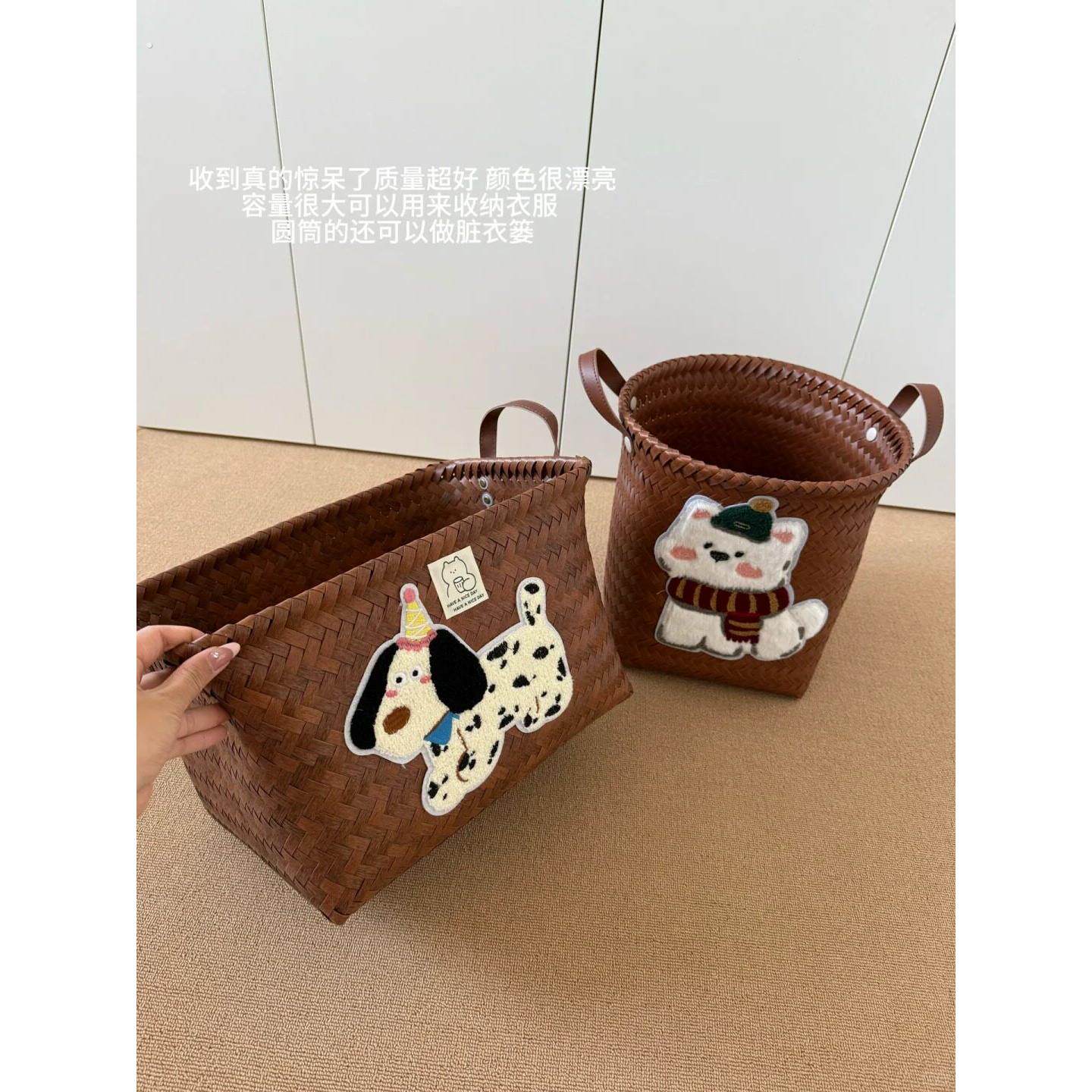 覆古美式彷藤编收纳筐高级感脏衣篮家用浴室放衣服脏衣篓编织筐子