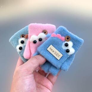 婴儿手套冬天0-1-3岁半指翻盖小孩幼儿童漏指薄宝宝手套加厚保暖2