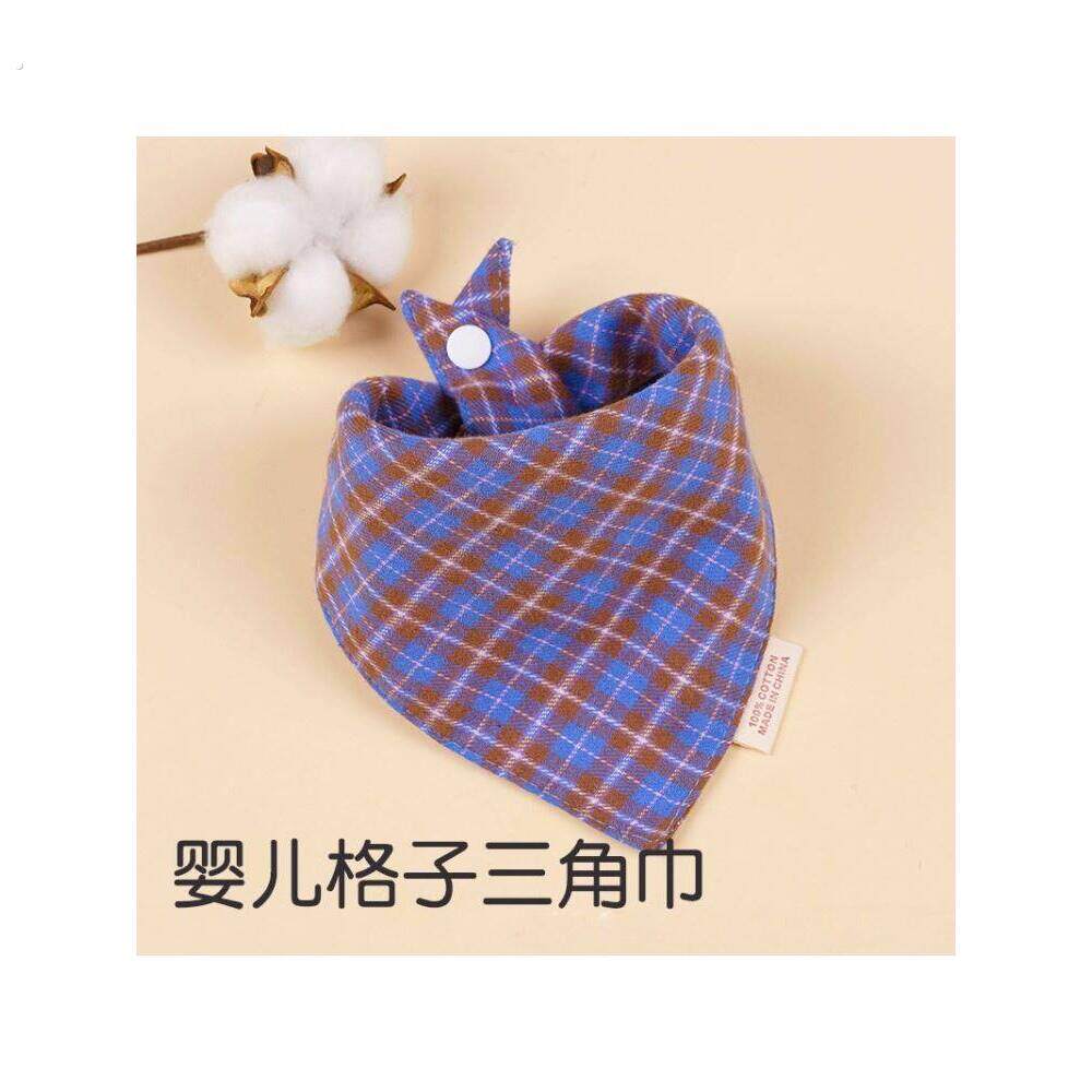 纯棉宝宝口水巾婴儿三角巾围嘴按扣双层围兜新生儿童围巾格子四季