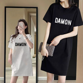 T恤女连衣裙中长款 宽松短袖 长裙遮屁上衣纯棉体恤裙 新款 2026夏季