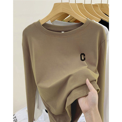 长袖正肩磨毛加厚时尚百搭精梳棉