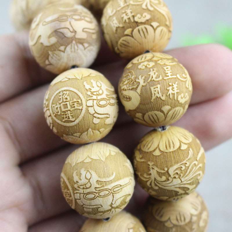 天然实木崖柏手串20太行料雕刻佛珠念珠男女情侣手链饰品文玩木串