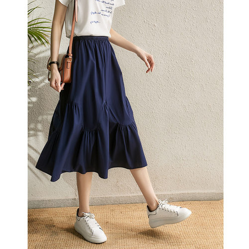 商场同款宝蓝色半身裙女夏季半裙