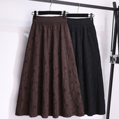 针织半身裙女新款 a字裙高级感咖色冬装 半裙高腰秋冬裙子半身长裙