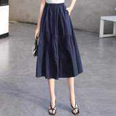 2026新款 女士裙子伞裙大牌蓝色半裙 春夏显瘦半身裙a字高腰中长款