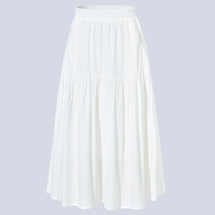 半身裙女2024新款 半截裙 白色半裙女夏天裙子口袋半身长裙高腰夏季