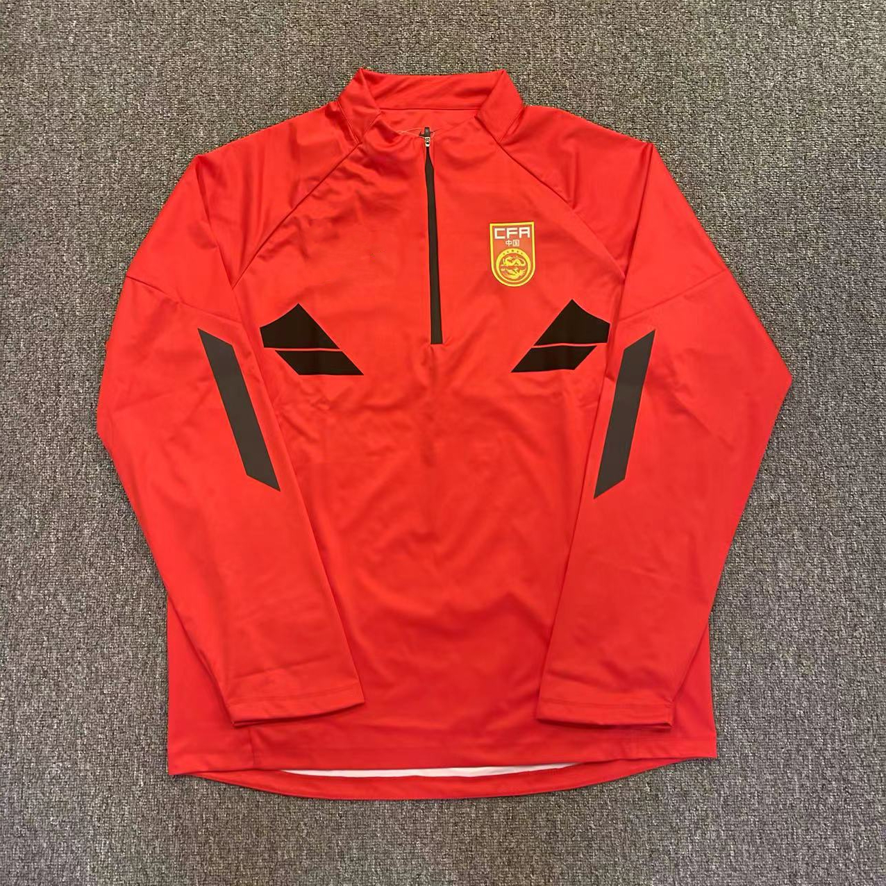 国足鲨鱼皮中超球员版半拉链长袖球衣中国国家队同款足球训练服