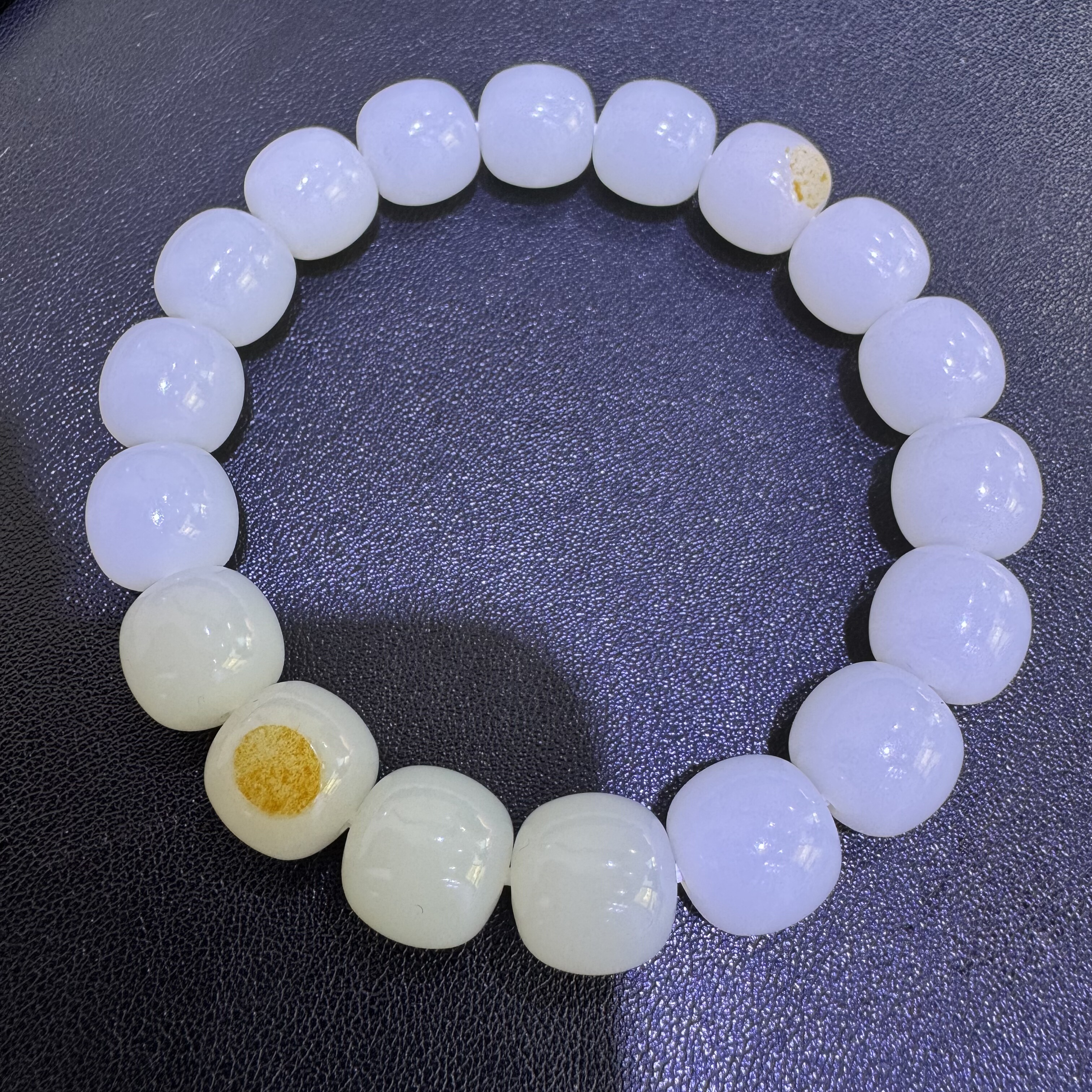 籽料白玉手串原石原皮羊脂玉老型珠手串男女款玉石红皮手串直径12