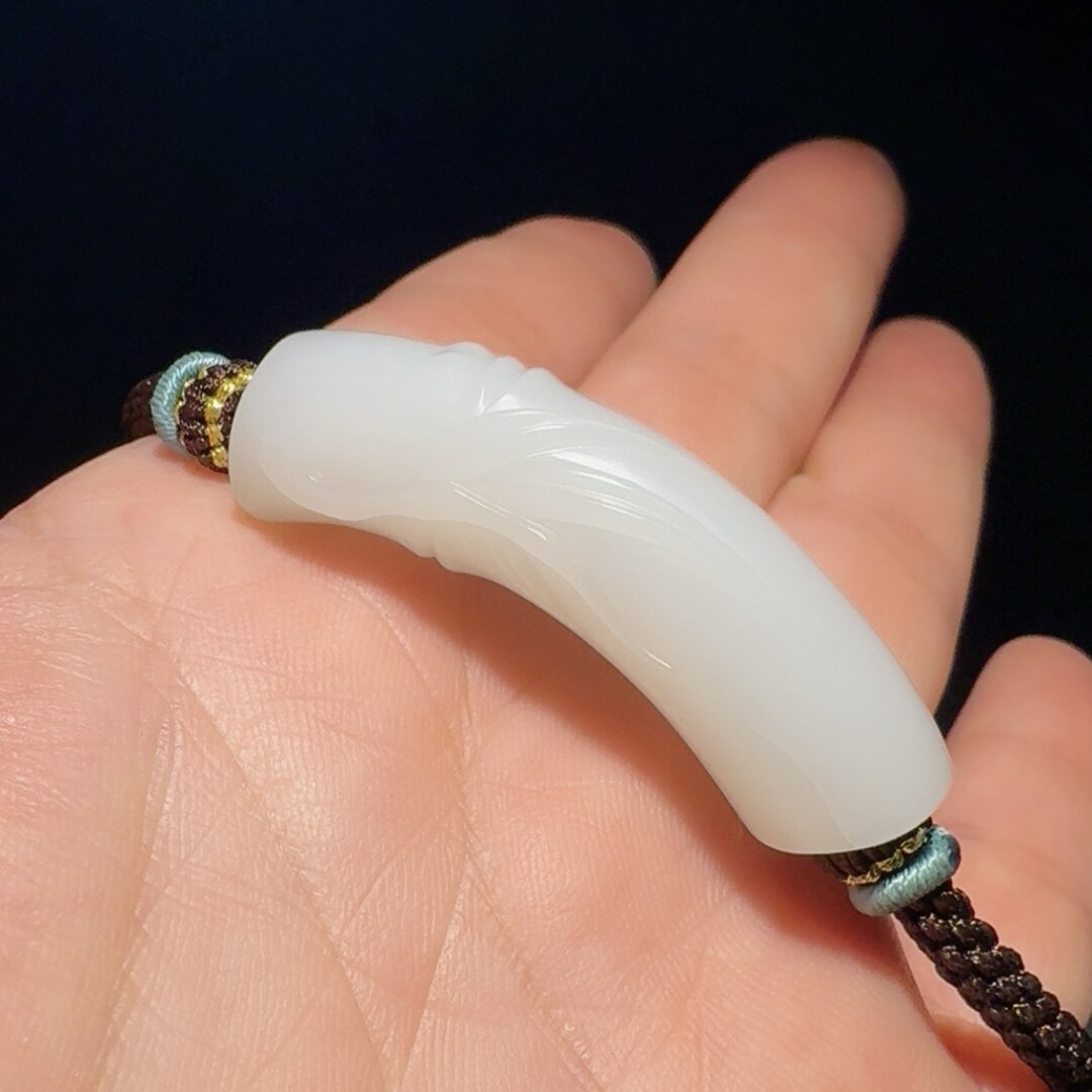 和田玉籽料羊脂白玉苏工精雕节节高竹节手牌手链手环油润细腻