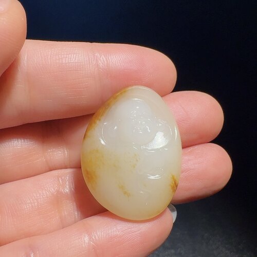 和田玉籽料独籽弥勒佛笑佛挂件玉质油润皮色漂亮完整性好佩戴舒适