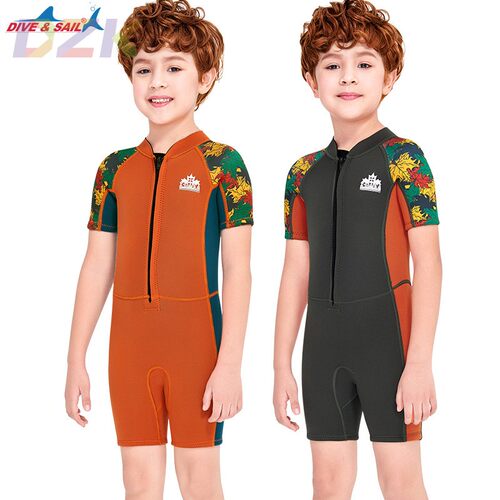 DIVE&SAIL儿童潜水服2.5mm连体加厚保暖泳衣短袖中小童防寒游泳h5