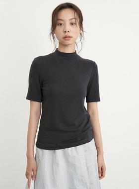 FN爱与南希2024秋季半高领弹力修身显瘦内搭短袖羊毛打底衫30822