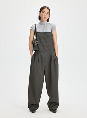 FN爱与南希2025春秋新款百搭复古显瘦阔腿休闲工装背带裤女11399