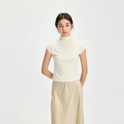 FN半高领修身显瘦高弹短袖T恤女