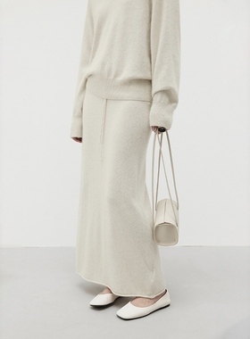 FN爱与南希2025冬季韩系纯色抽绳松紧腰浣熊绒直筒半身裙女03187